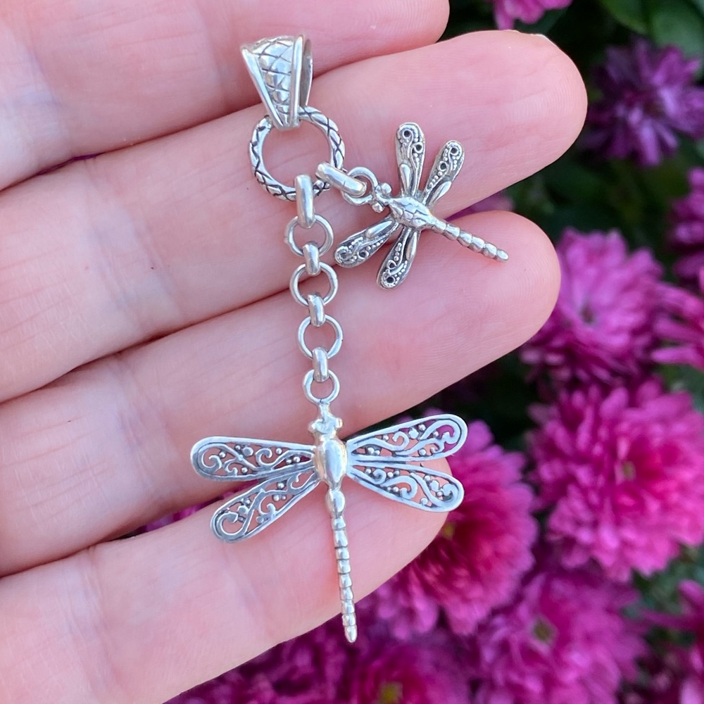 Sterling 2 Silver Dragonflies Pendant